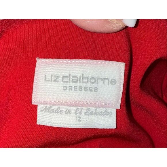 Liz Claiborne Open Front Blazer Sz. 12 Red Lined Peofessional - Picture 5 of 9